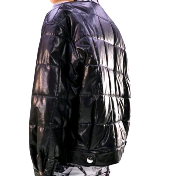 Black PU Leather Coat - Picture 3 of 4
